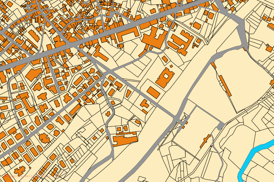Mappa catastale del centro di Torre de' Passeri: particelle e fabbricati, cartografia Agenzia delle Entrate