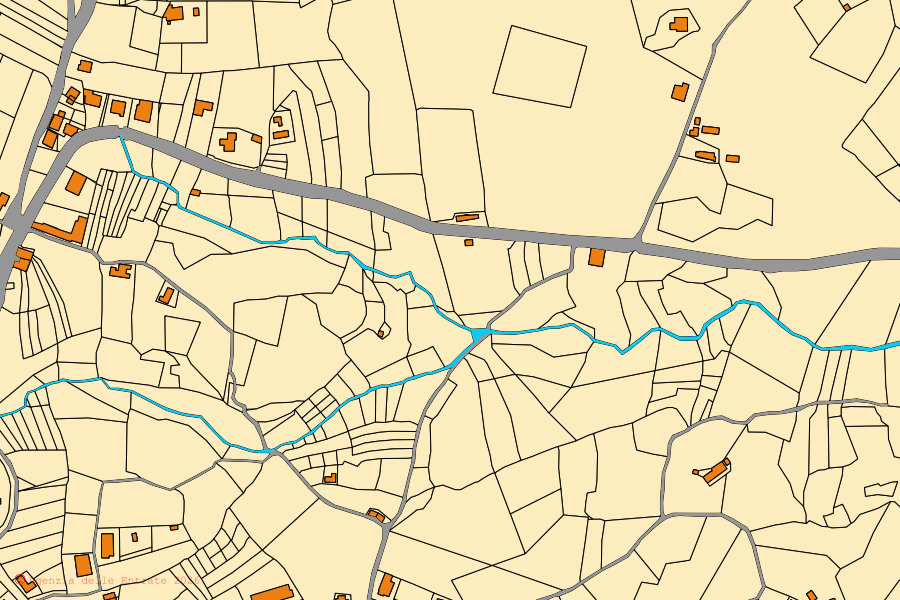 Mappa catastale del centro di Torre di Ruggiero: particelle e fabbricati, cartografia Agenzia delle Entrate