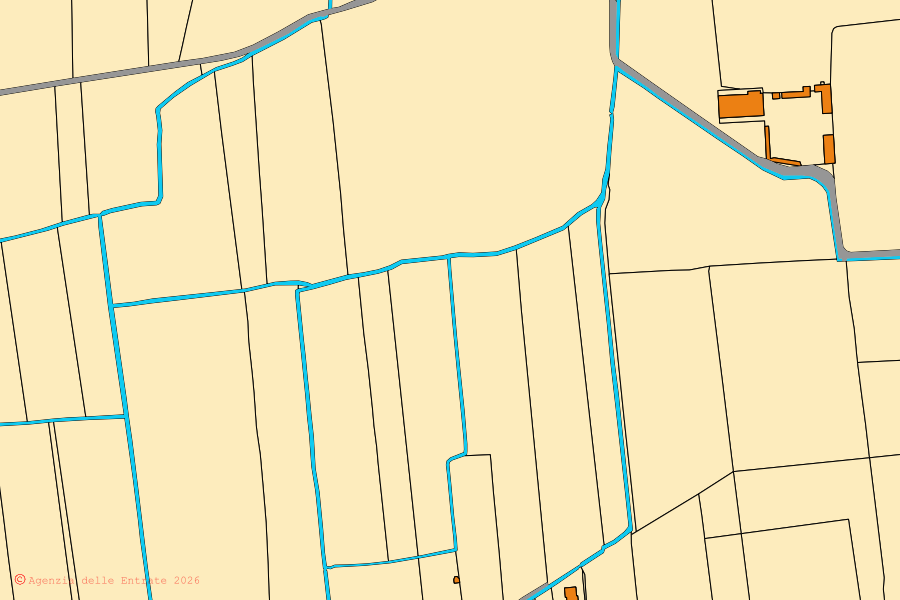 Mappa catastale del centro di Torre Pallavicina: particelle e fabbricati, cartografia Agenzia delle Entrate