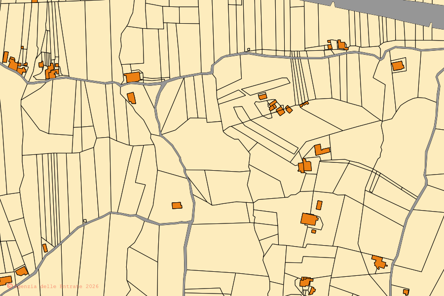 Mappa catastale del centro di Torrecuso: particelle e fabbricati, cartografia Agenzia delle Entrate