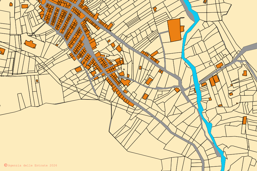 Mappa catastale del centro di Torretta: particelle e fabbricati, cartografia Agenzia delle Entrate