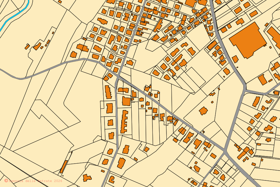 Mappa catastale del centro di Torrita di Siena: particelle e fabbricati, cartografia Agenzia delle Entrate