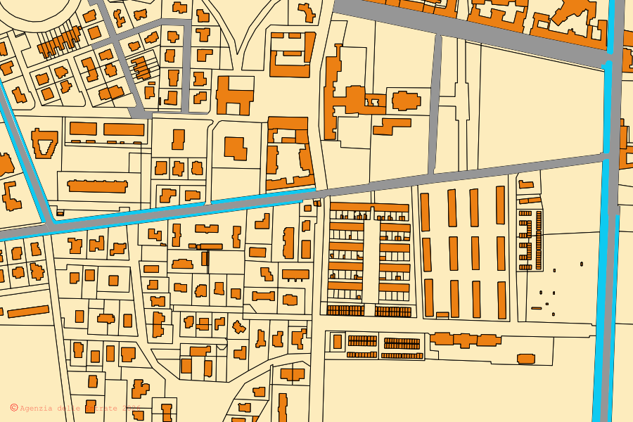 Mappa catastale del centro di Torviscosa: particelle e fabbricati, cartografia Agenzia delle Entrate