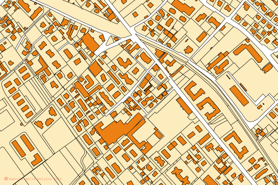 Mappa catastale del centro di Tradate: particelle e fabbricati, cartografia Agenzia delle Entrate