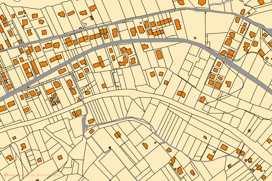 Mappa catastale del centro di Trappeto: particelle e fabbricati, cartografia Agenzia delle Entrate