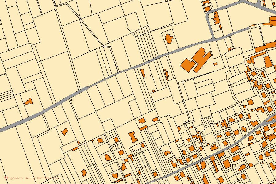 Mappa catastale del centro di Trasacco: particelle e fabbricati, cartografia Agenzia delle Entrate