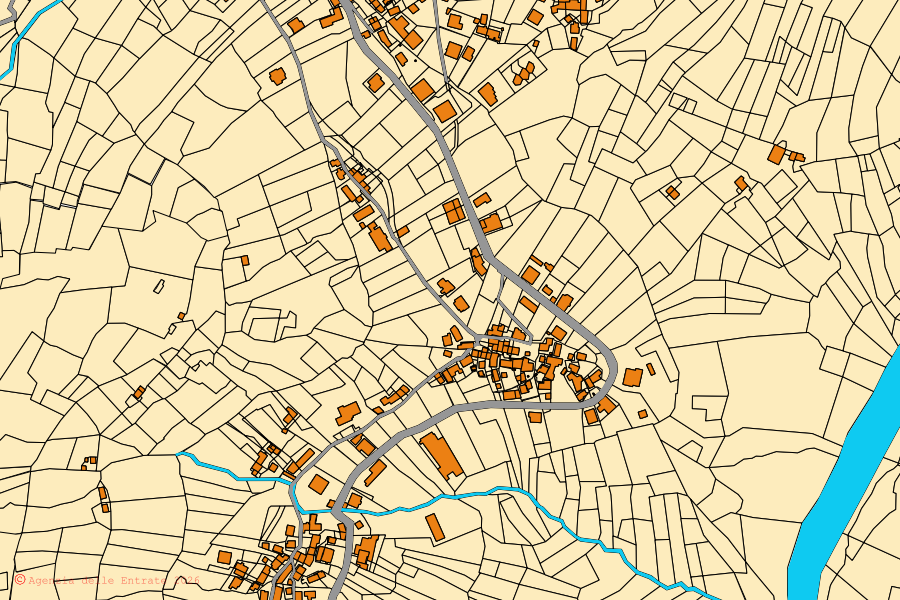 Mappa catastale del centro di Traves: particelle e fabbricati, cartografia Agenzia delle Entrate