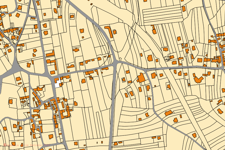 Mappa catastale del centro di Travesio: particelle e fabbricati, cartografia Agenzia delle Entrate