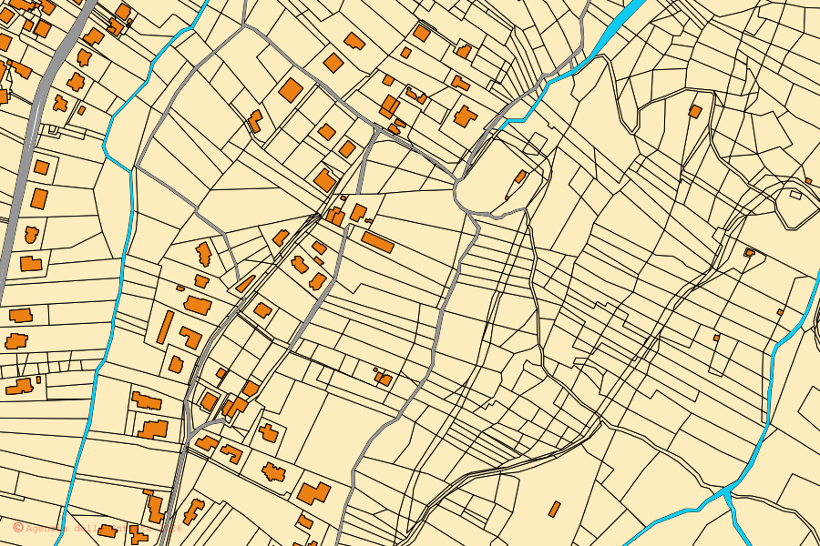 Mappa catastale del centro di Treglio: particelle e fabbricati, cartografia Agenzia delle Entrate