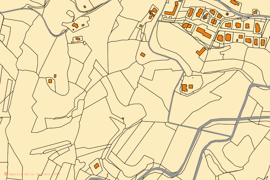 Mappa catastale del centro di Trequanda: particelle e fabbricati, cartografia Agenzia delle Entrate