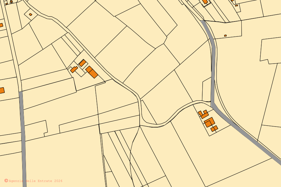 Mappa catastale del centro di Tresignana: particelle e fabbricati, cartografia Agenzia delle Entrate