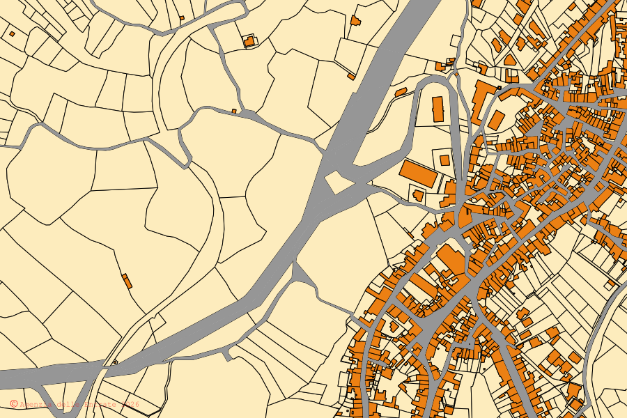 Mappa catastale del centro di Tresnuraghes: particelle e fabbricati, cartografia Agenzia delle Entrate