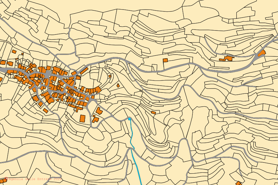 Mappa catastale del centro di Treviso Bresciano: particelle e fabbricati, cartografia Agenzia delle Entrate