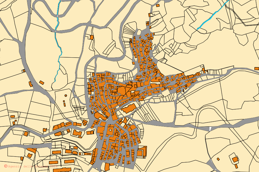Mappa catastale del centro di Trivigno: particelle e fabbricati, cartografia Agenzia delle Entrate