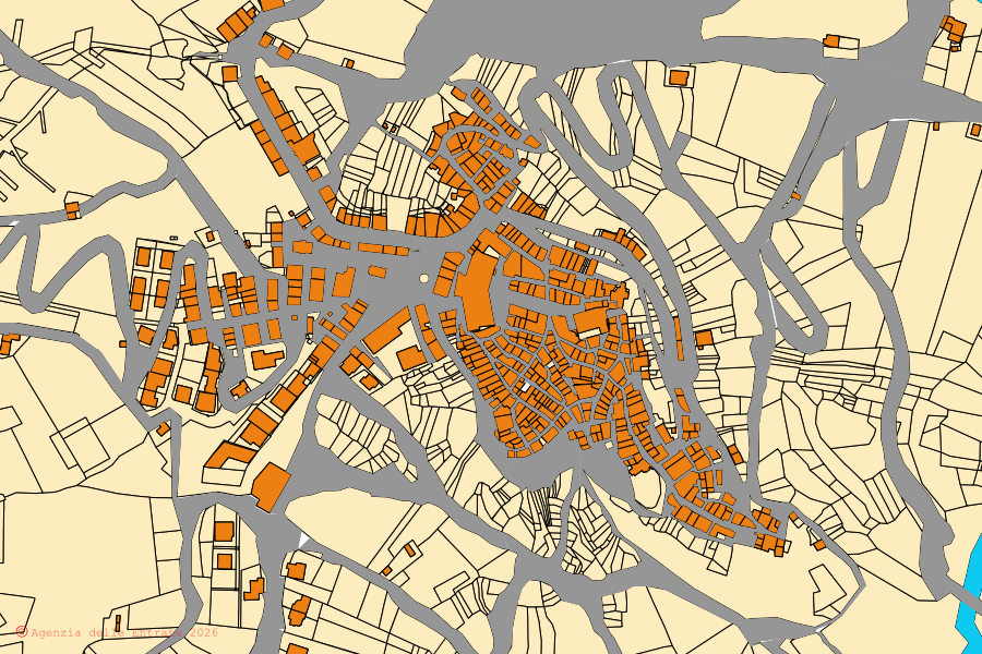Mappa catastale del centro di Tufara: particelle e fabbricati, cartografia Agenzia delle Entrate