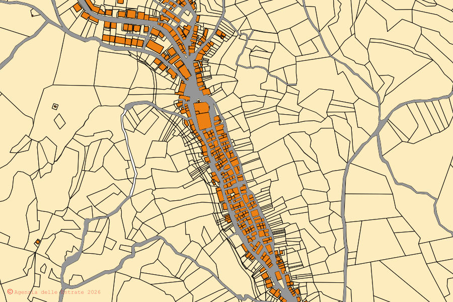 Mappa catastale del centro di Tufillo: particelle e fabbricati, cartografia Agenzia delle Entrate