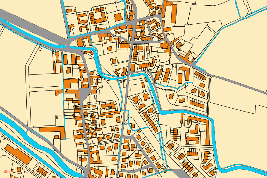 Mappa catastale del centro di Turano Lodigiano: particelle e fabbricati, cartografia Agenzia delle Entrate