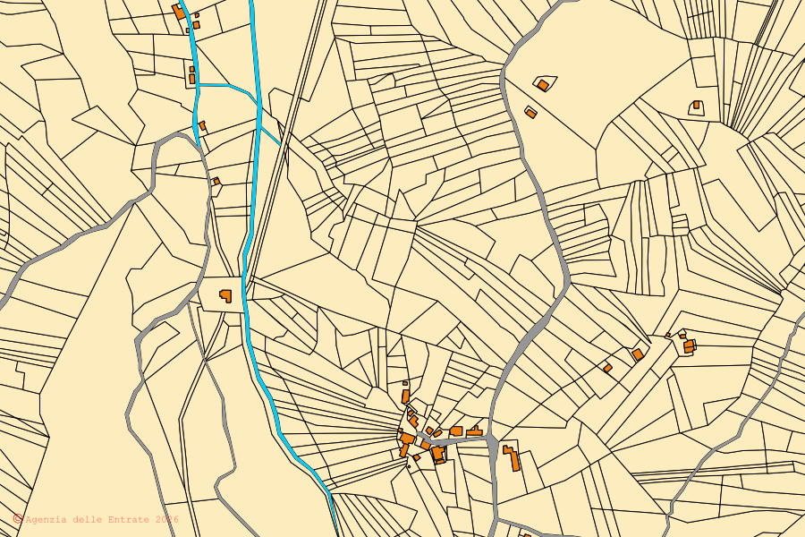 Mappa catastale del centro di Turrivalignani: particelle e fabbricati, cartografia Agenzia delle Entrate