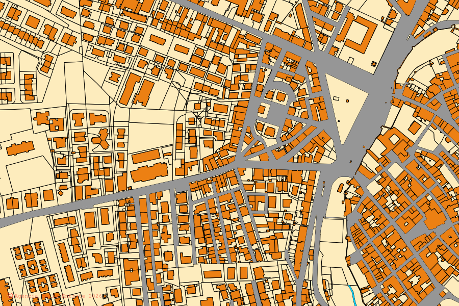 Mappa catastale del centro di Tuscania: particelle e fabbricati, cartografia Agenzia delle Entrate