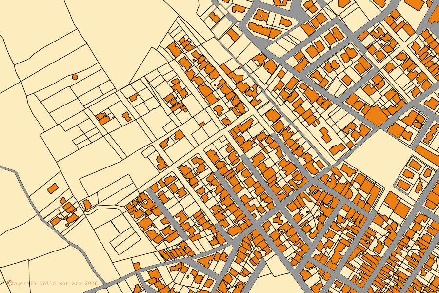 Mappa catastale del centro di Ugento: particelle e fabbricati, cartografia Agenzia delle Entrate