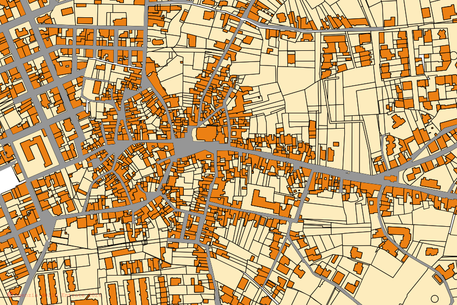 Mappa catastale del centro di Uggiano la Chiesa: particelle e fabbricati, cartografia Agenzia delle Entrate