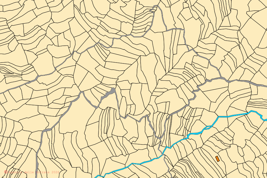Mappa catastale del centro di Ulassai: particelle e fabbricati, cartografia Agenzia delle Entrate