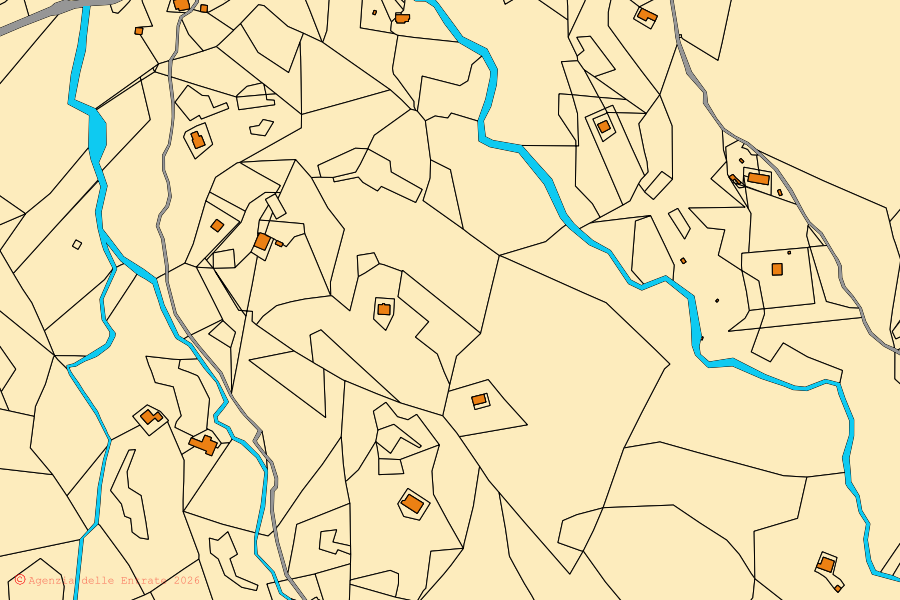Mappa catastale del centro di Urbe: particelle e fabbricati, cartografia Agenzia delle Entrate