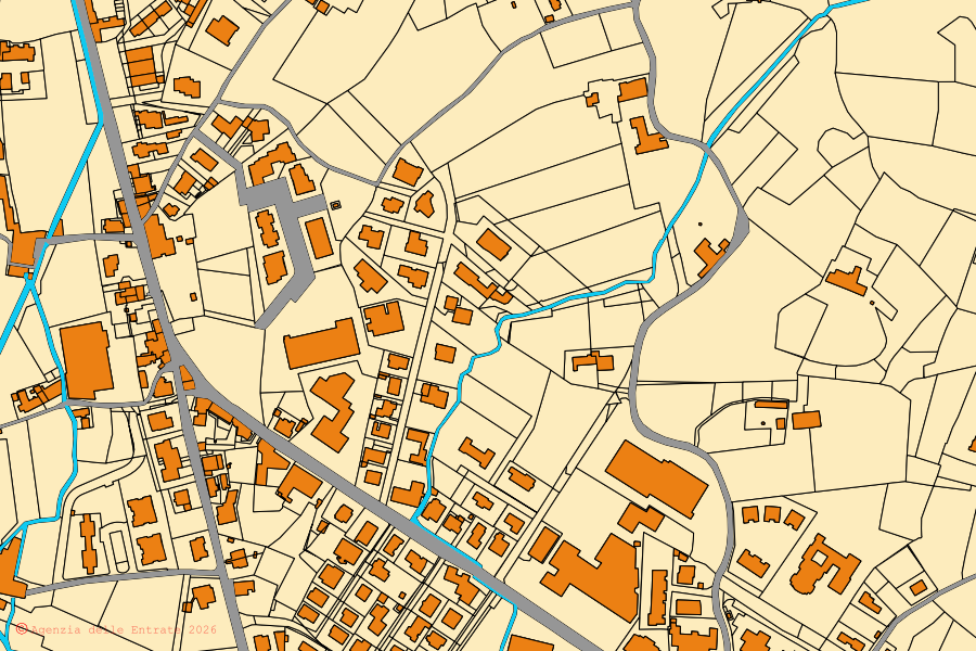 Mappa catastale del centro di Uzzano: particelle e fabbricati, cartografia Agenzia delle Entrate