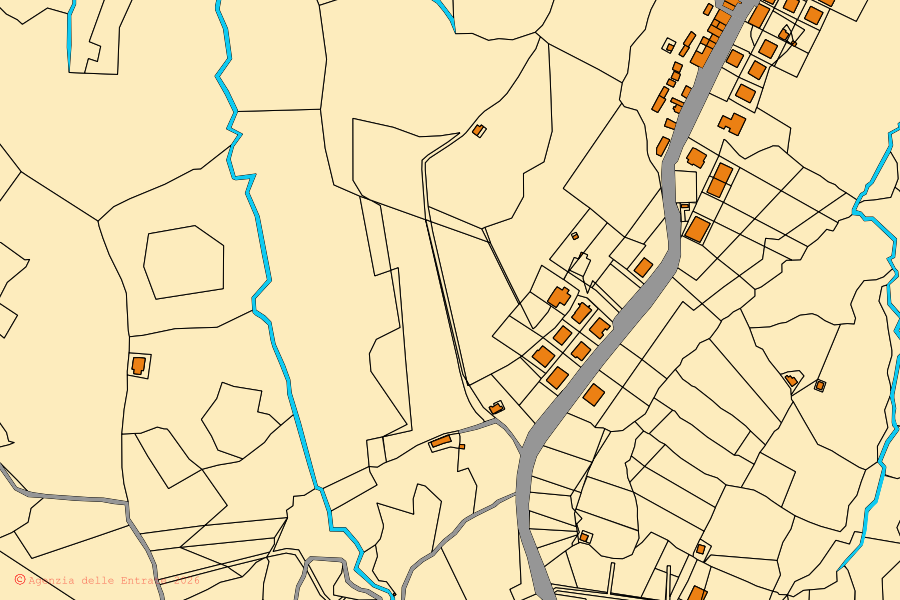 Mappa catastale del centro di Vaccarizzo Albanese: particelle e fabbricati, cartografia Agenzia delle Entrate