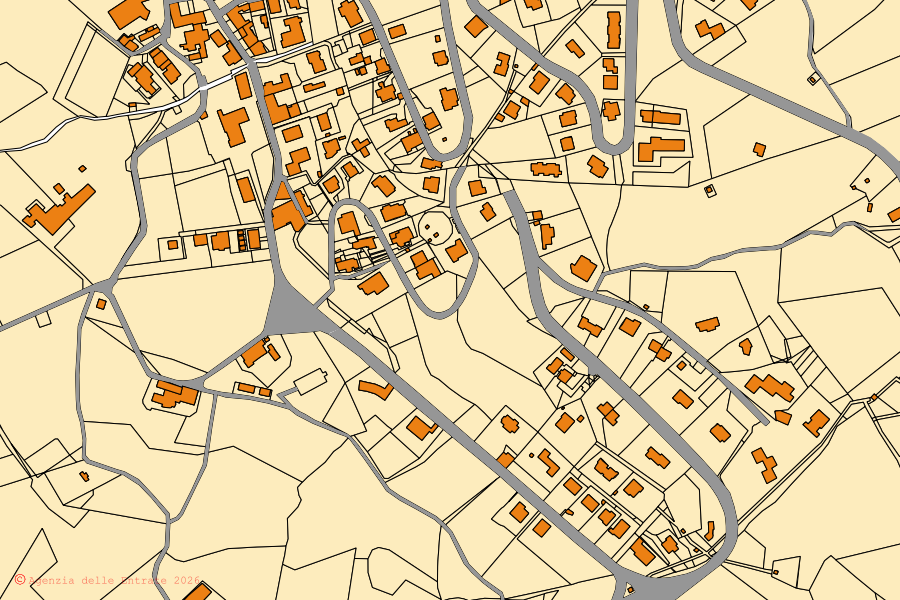 Mappa catastale del centro di Vaglia: particelle e fabbricati, cartografia Agenzia delle Entrate