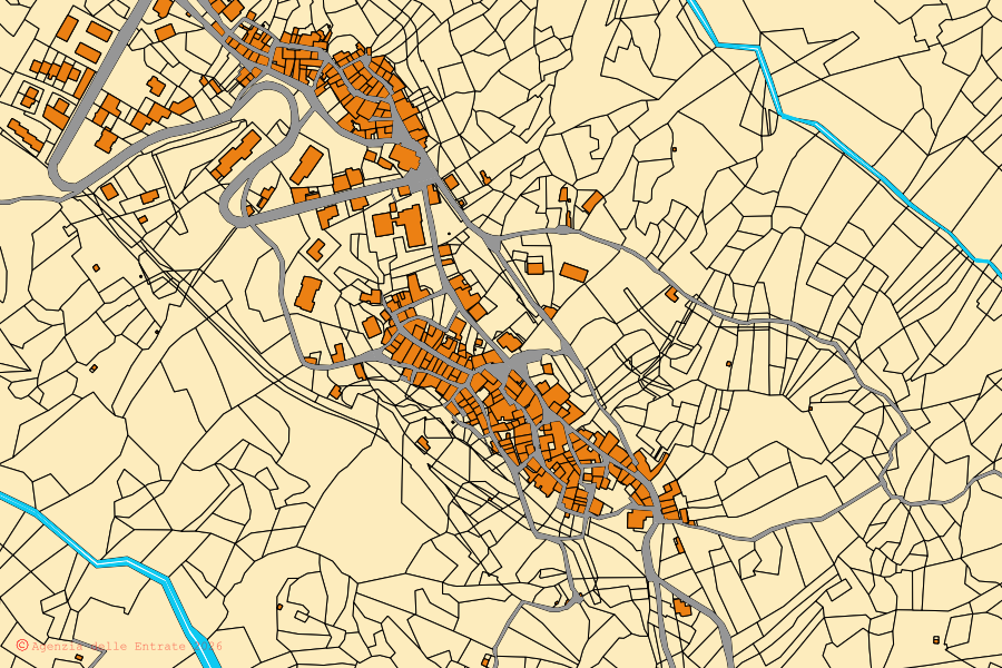 Mappa catastale del centro di Valdina: particelle e fabbricati, cartografia Agenzia delle Entrate
