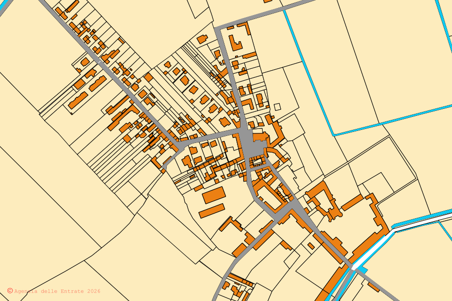 Mappa catastale del centro di Valeggio: particelle e fabbricati, cartografia Agenzia delle Entrate