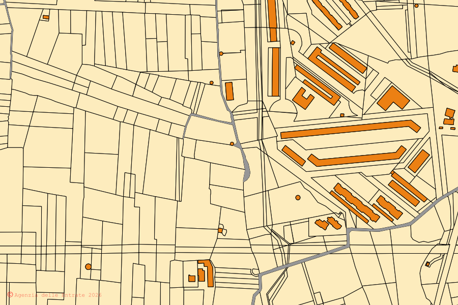 Mappa catastale del centro di Valenzano: particelle e fabbricati, cartografia Agenzia delle Entrate