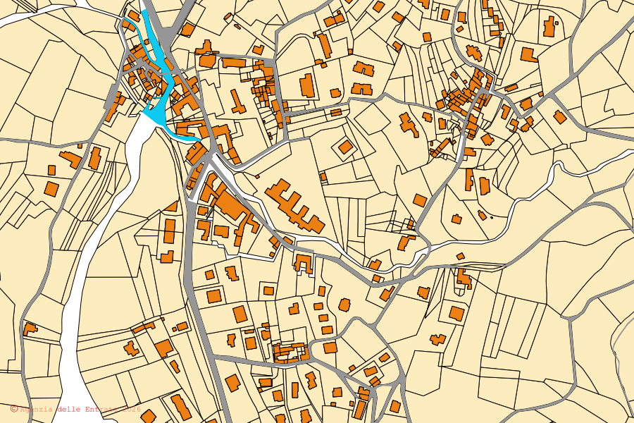 Mappa catastale del centro di Valganna: particelle e fabbricati, cartografia Agenzia delle Entrate