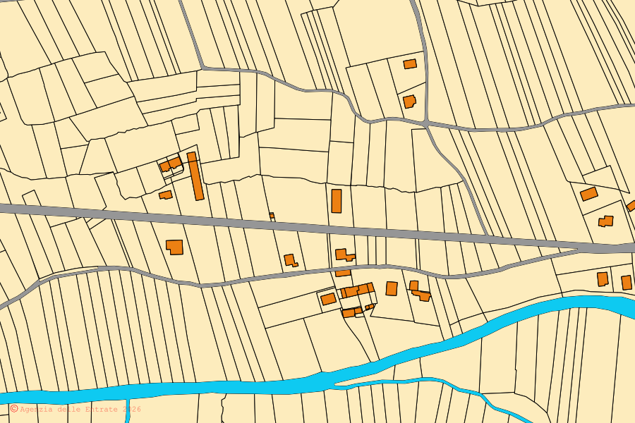 Mappa catastale del centro di Valgrana: particelle e fabbricati, cartografia Agenzia delle Entrate