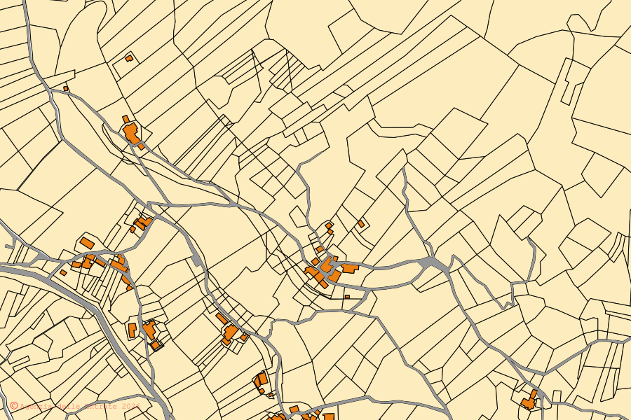 Mappa catastale del centro di Valle Castellana: particelle e fabbricati, cartografia Agenzia delle Entrate
