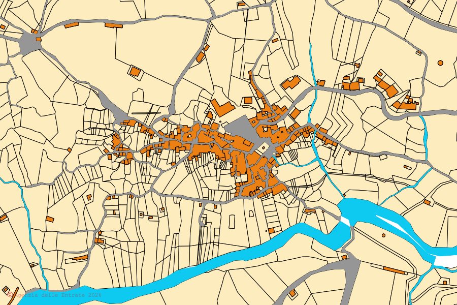 Mappa catastale del centro di Valle dell'Angelo: particelle e fabbricati, cartografia Agenzia delle Entrate