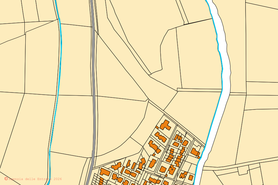 Mappa catastale del centro di Valle Salimbene: particelle e fabbricati, cartografia Agenzia delle Entrate