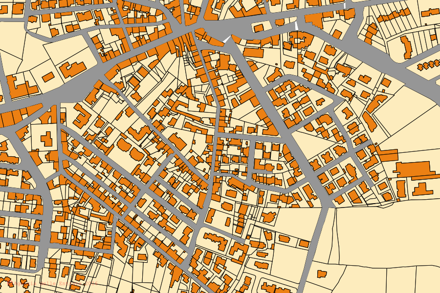 Mappa catastale del centro di Valledoria: particelle e fabbricati, cartografia Agenzia delle Entrate