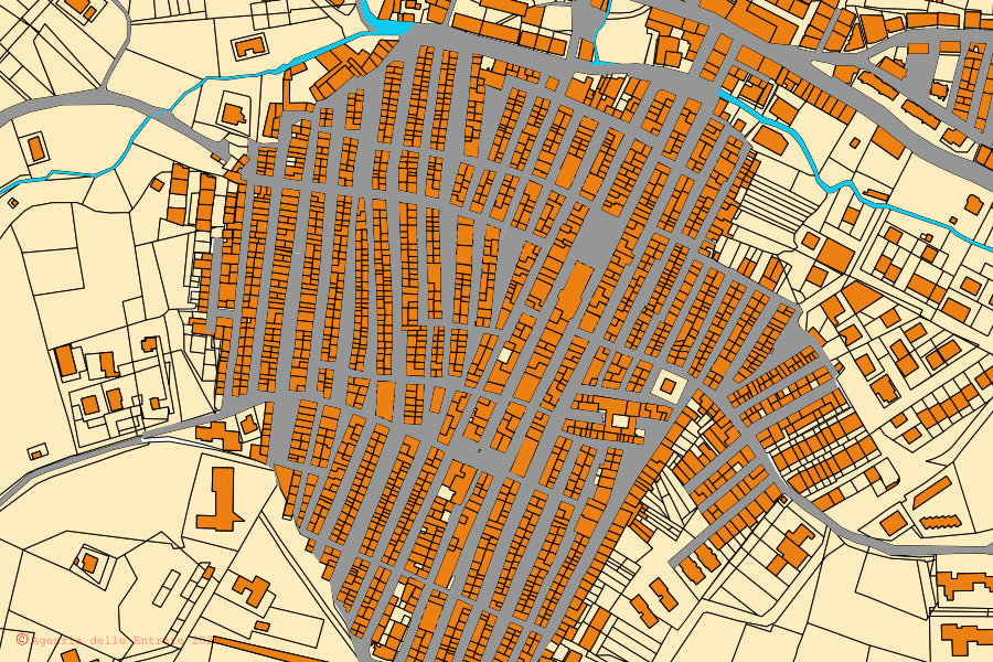 Mappa catastale del centro di Vallelunga Pratameno: particelle e fabbricati, cartografia Agenzia delle Entrate