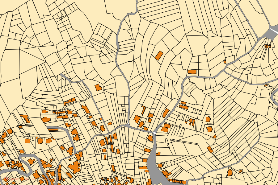 Mappa catastale del centro di Vallerotonda: particelle e fabbricati, cartografia Agenzia delle Entrate