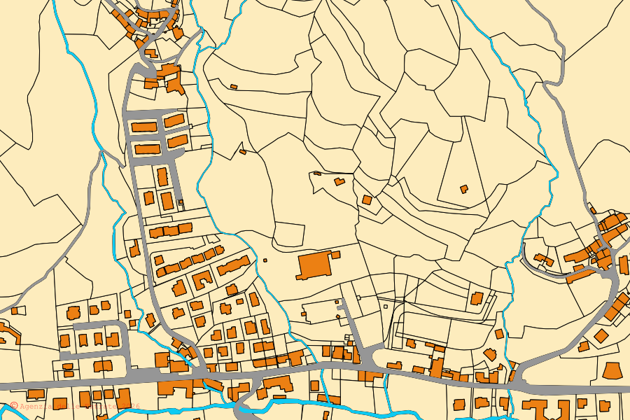 Mappa catastale del centro di Vallio Terme: particelle e fabbricati, cartografia Agenzia delle Entrate