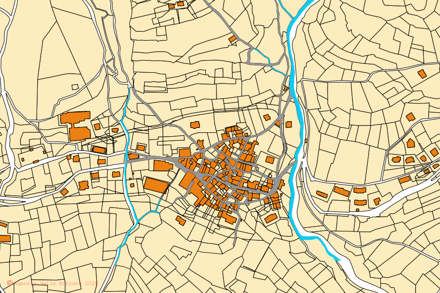 Mappa catastale del centro di Valnegra: particelle e fabbricati, cartografia Agenzia delle Entrate