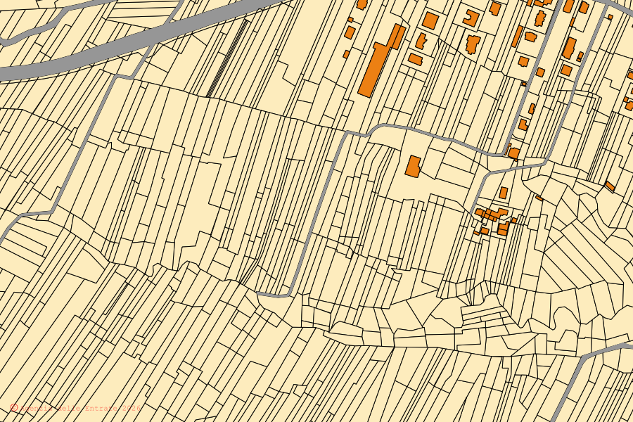 Mappa catastale del centro di Vauda Canavese: particelle e fabbricati, cartografia Agenzia delle Entrate