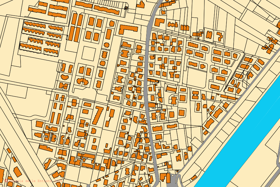 Mappa catastale del centro di Vecchiano: particelle e fabbricati, cartografia Agenzia delle Entrate