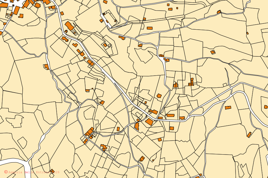 Mappa catastale del centro di Vedeseta: particelle e fabbricati, cartografia Agenzia delle Entrate