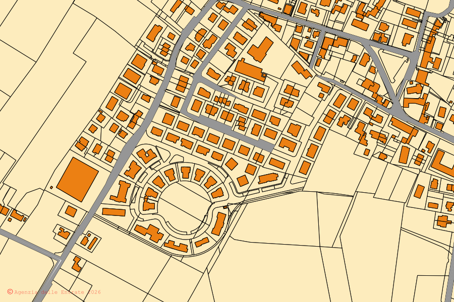 Mappa catastale del centro di Veggiano: particelle e fabbricati, cartografia Agenzia delle Entrate