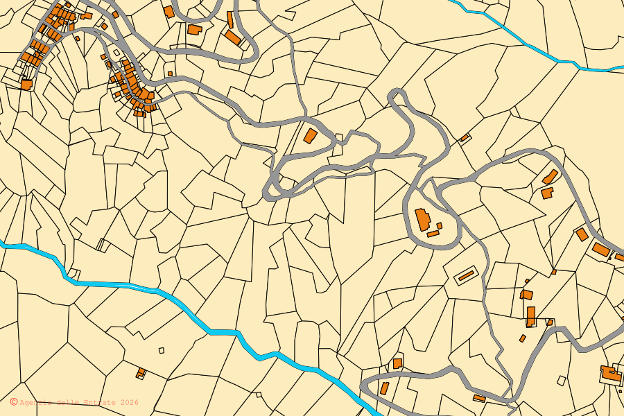 Mappa catastale del centro di Veglio: particelle e fabbricati, cartografia Agenzia delle Entrate