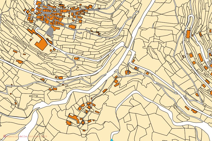 Mappa catastale del centro di Veleso: particelle e fabbricati, cartografia Agenzia delle Entrate