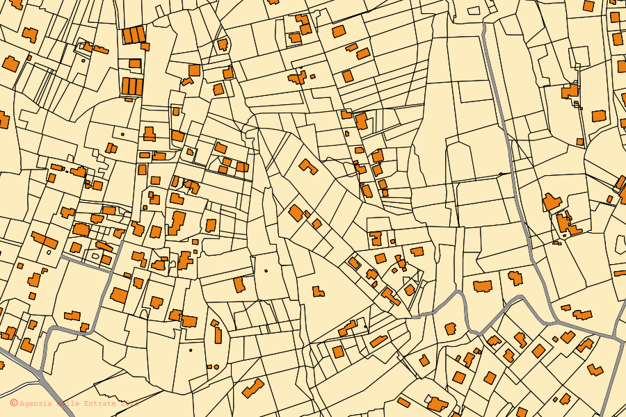 Mappa catastale del centro di Velletri: particelle e fabbricati, cartografia Agenzia delle Entrate